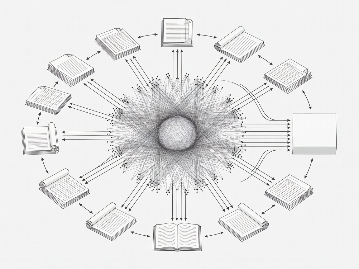 Architectural diagram representing 200,000 token context window analysis across financial documents